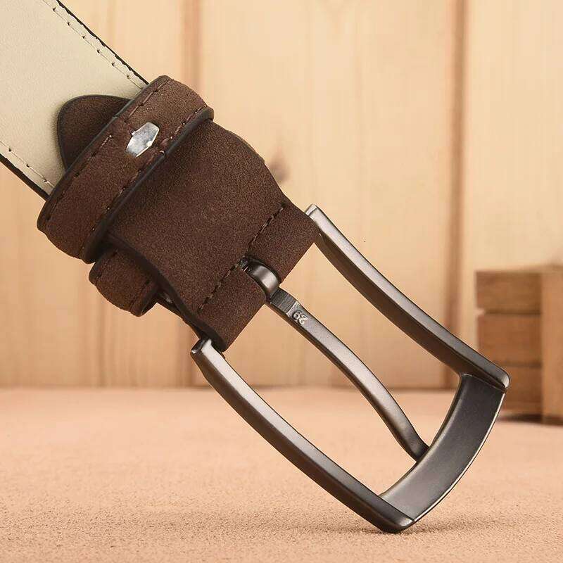 Suede Retro Trend Alloy Buckle Men'S Belt Large Size Genuine High-End Belt, Gift For Boyfriend And Dad Y260225