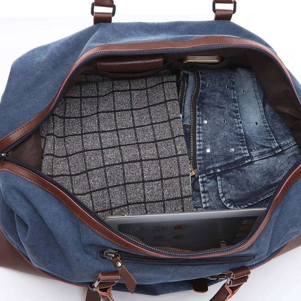 Original Canvas Leather Carry on Luggage Men Duffel Bags Travel Tote Large Weekend Bag Overnight Y260225