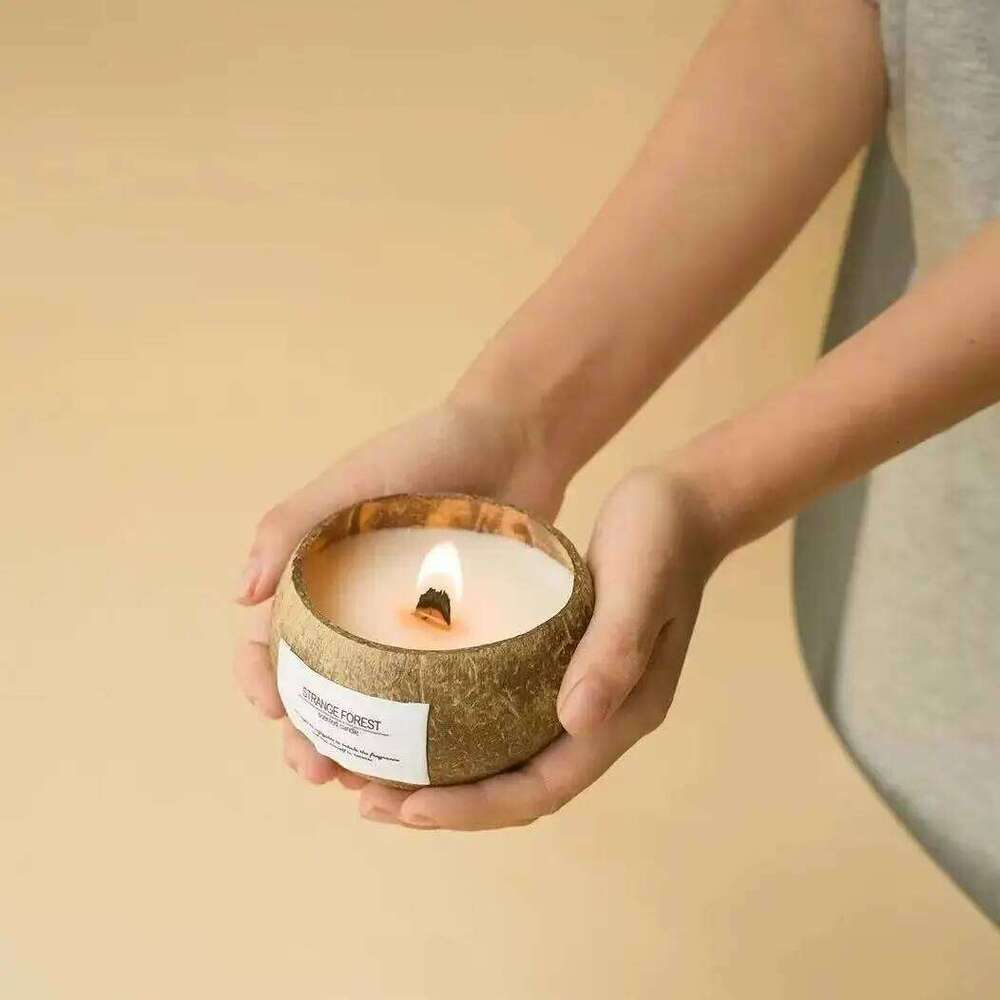 Natural Coconut Shell Scented Aromatherapy Plant Essential Oil Candle, Ins - Style Home Ambient Decor Ornament H260225
