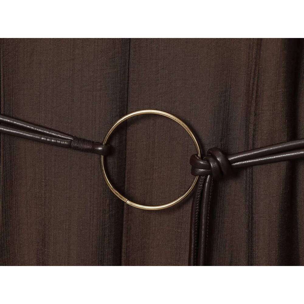 2025 autumn new women's casual, simple and fashionable temperament V-neck sleeveless solid color dress with belt XJ260225