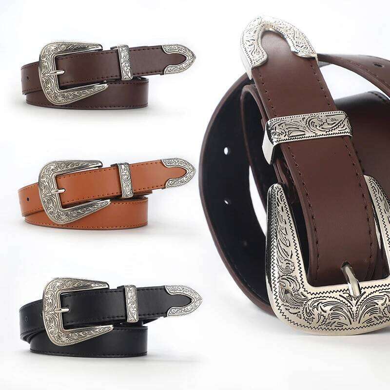 A men's and women's all-purpose european-style retro casual buckle belt Y260225