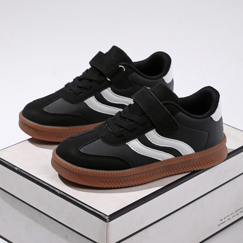 Free shipping Kids Running Shoes Autumn Children Sports Shoes PU Splicing Breathable Girls Boys Baby Leather Casual Shoes Soft Soles Non-slip Baby Spo