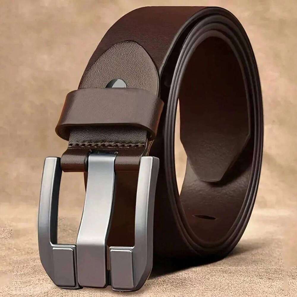 New Classic Luxury Vintage Men's Leather Belt Black PU Material with Square Alloy Buckle - Perfect for Casual or Business Wear Y260225