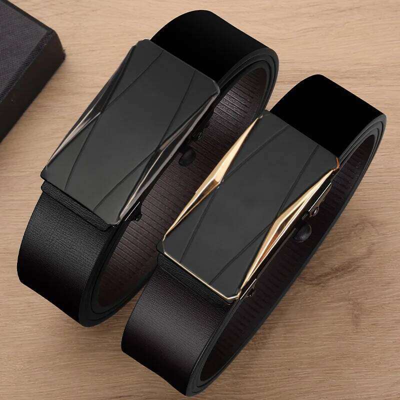 High-Quality Luxurious PU Men's Casual Fashion Toothless Automatic Simple Buckle Belts Y260225