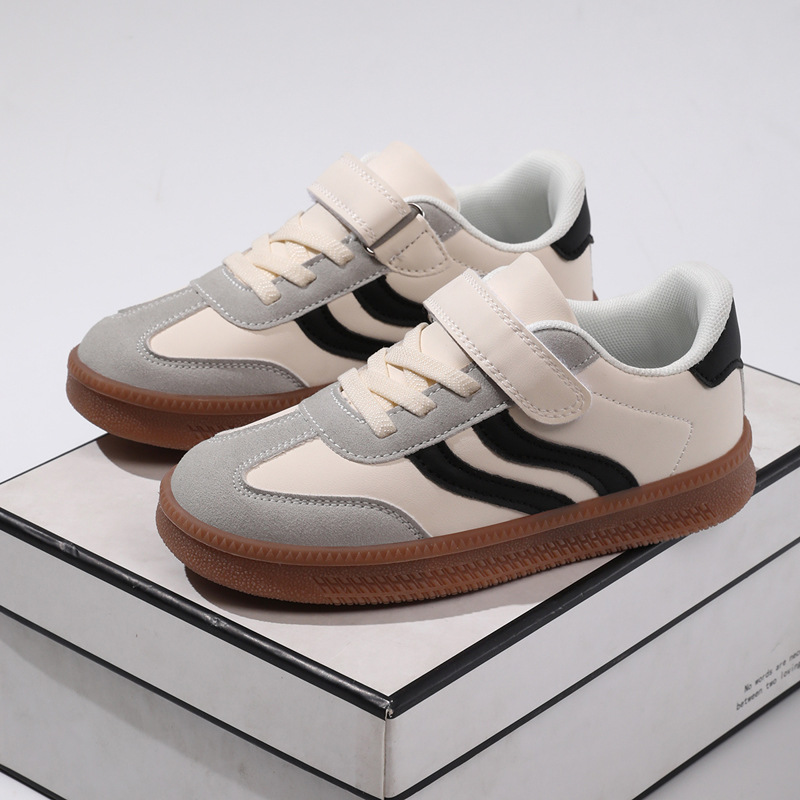 Free shipping Kids Running Shoes Autumn Children Sports Shoes PU Splicing Breathable Girls Boys Baby Leather Casual Shoes Soft Soles Non-slip Baby Spo