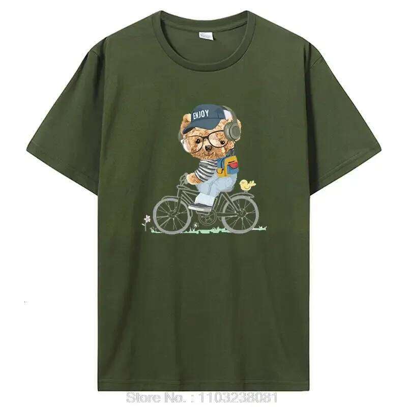 Hot Sale Funny Teddy Bear Tshirt Fashion Summer Casual Cotton Tops Tee Unisex Clothing Men T Shirt Streetwear harajuku C260225