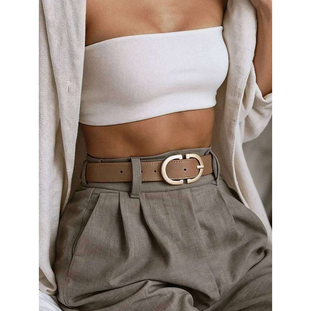 New Women's belt fashion trend alloy needle buckle shape simple PU leather decorative waistband students daily casual wear Y260225