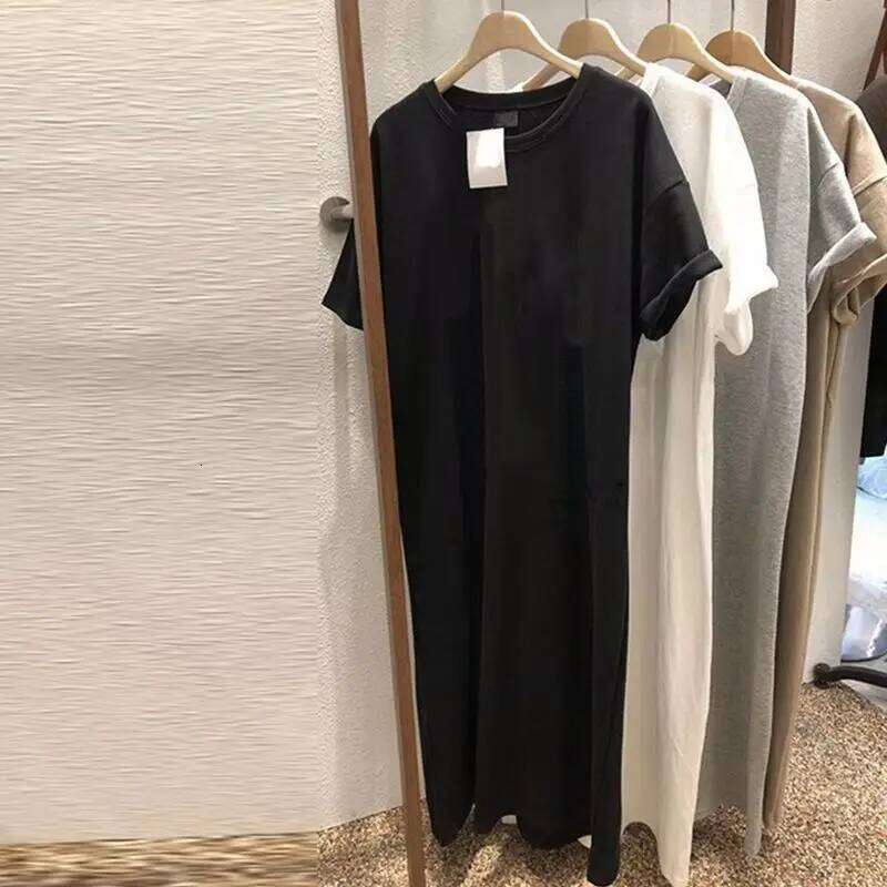 Solid Street Casual O-neck Plus Size T Shirt Summer Short Sleeve Simplicity Lazy Midi Dress Fashion Korean Women Clothing XJ260225
