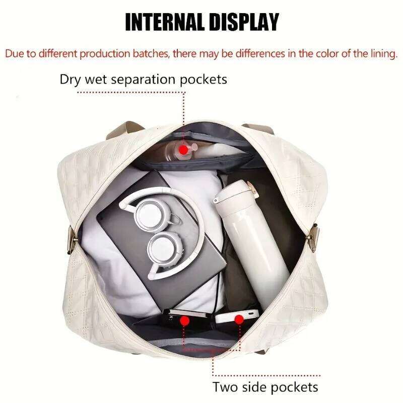 Large capacity multifunctional travel spacious Diamond pattern sports and fitness bag, portable weekender overnight bag Y260225