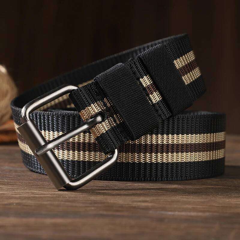 Men's long pin buckle canvas waistband young and middle-aged outdoor nylon braided casual tide belt Y260225