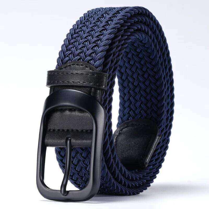 Unisex Elastic Stretch Non-Perforated Woven Canvas Korean Style Versatile Student Belt, Lightweight and Invisible Design Y260225