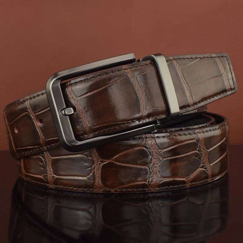 Cowhide Pin Men's Single Layer Perforated Waistband Brown Buckle Jeans Men Business Leather Belt Y260225