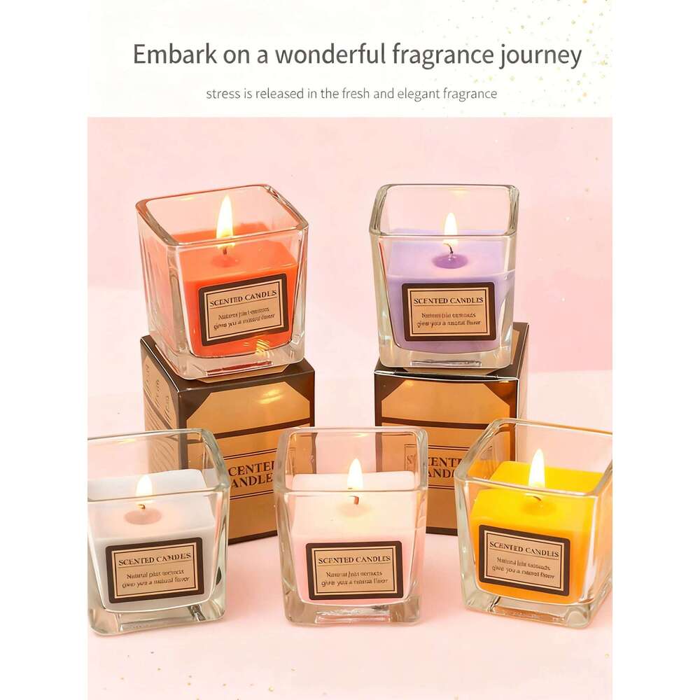 Square Simple Candle, Transparent Thickened Glass Candlestick, Scented Candle Cup For Home Use H260225