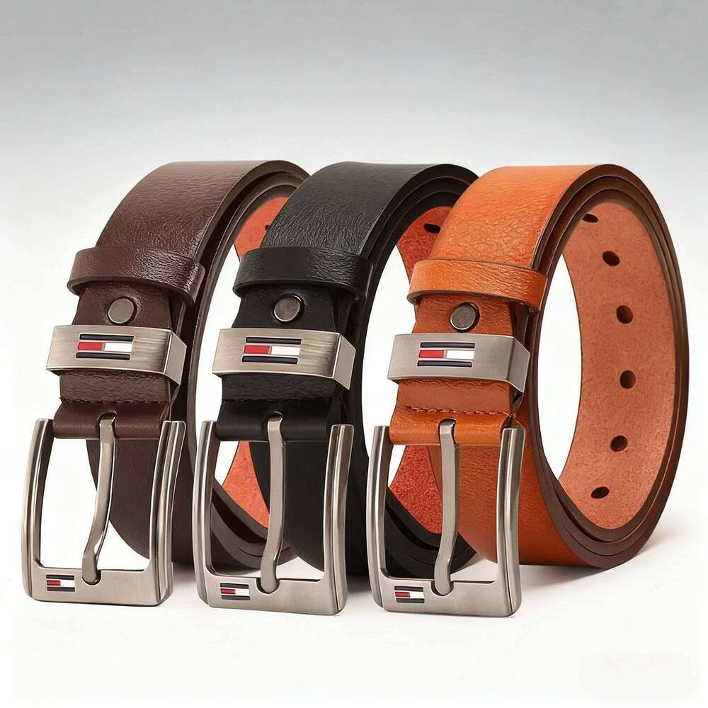 Leather Alloy Square Pin Buckle Famous Brand Luxury Designer Belt Sor Business Leisure Belts for Men Jeans Pants Waistband Y260225
