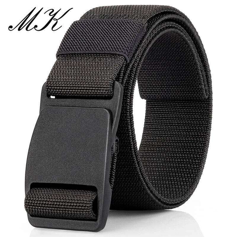 Maikun Large Size Fabric Men's Work No Hole Webbing Plastic Buckle Military Nylon Blend Web Belt Y260225