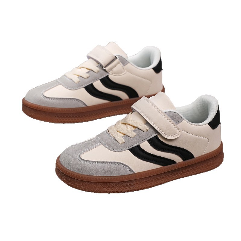 Free shipping Kids Running Shoes Autumn Children Sports Shoes PU Splicing Breathable Girls Boys Baby Leather Casual Shoes Soft Soles Non-slip Baby Spo