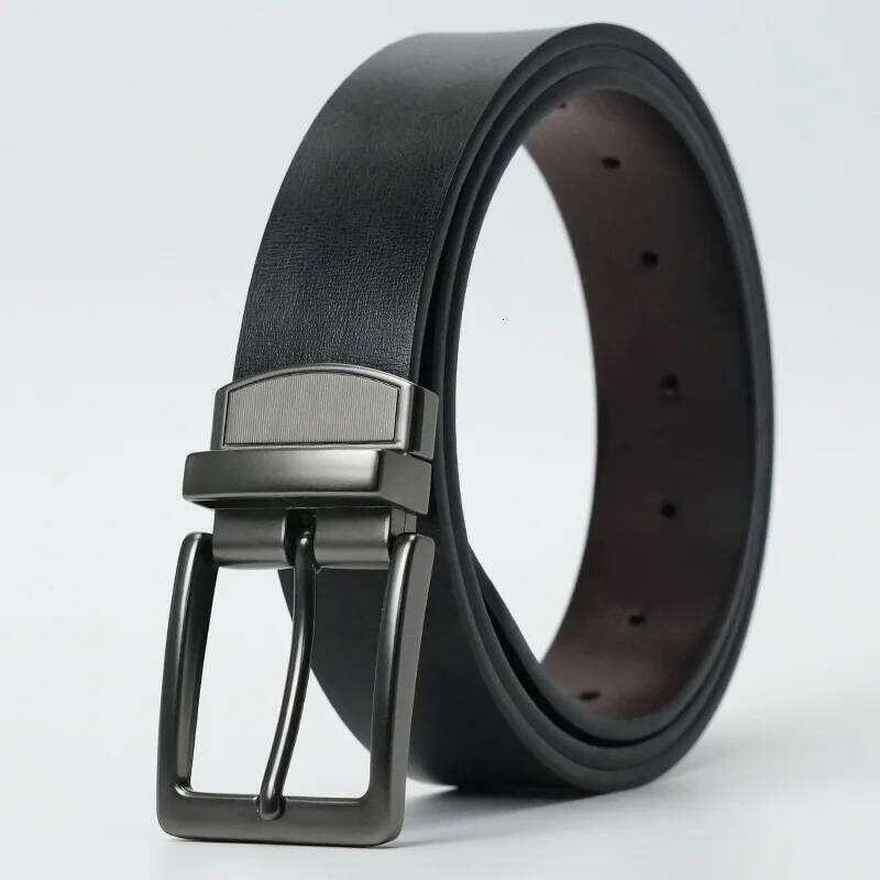 Fashionable Luxury Leather Men's Fashion Classic Retro Rotating Dual-Use Pin Buckle High-Quality Designer Belt Y260225