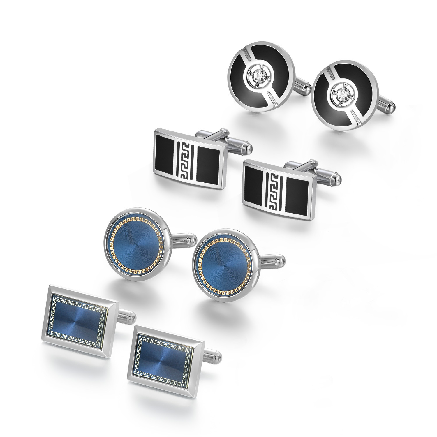 4 Pairs Cufflinks Set CuffLinks For Mens Wedding Souvenirs Groomsmen Gift Man Shirt Cufflink With Box Jewelry Tie Clips 250327