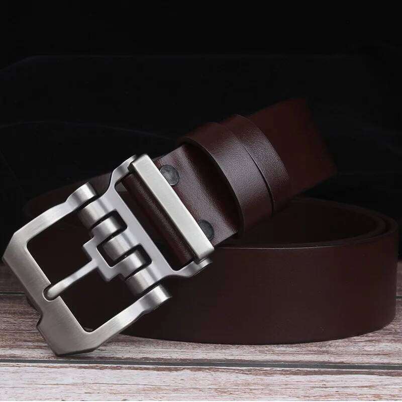 Men's Genuine Leather Pin Buckle Belt, Fashion Casual Pure Cowhide Jeans Male Waistband, Trendy Handcrafted Youth Versatile Belt Y260225