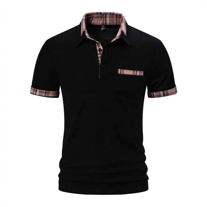 2026 New Model Designer Casual Men's Polo Shirt With Lapel Design 3D Color Block Patchwork Short-sleeved T-shirt Slim-fit Men's Polo Shirt