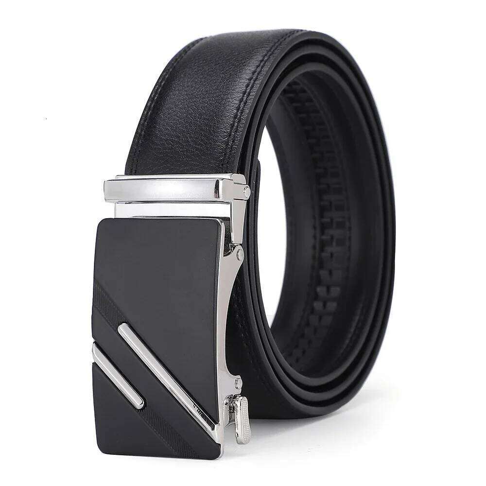 Men's Genuine Leather Ratchet Belt, Luxury Automatic Buckle, Adjustable Dress & Casual Belt in Black or Brown Y260225