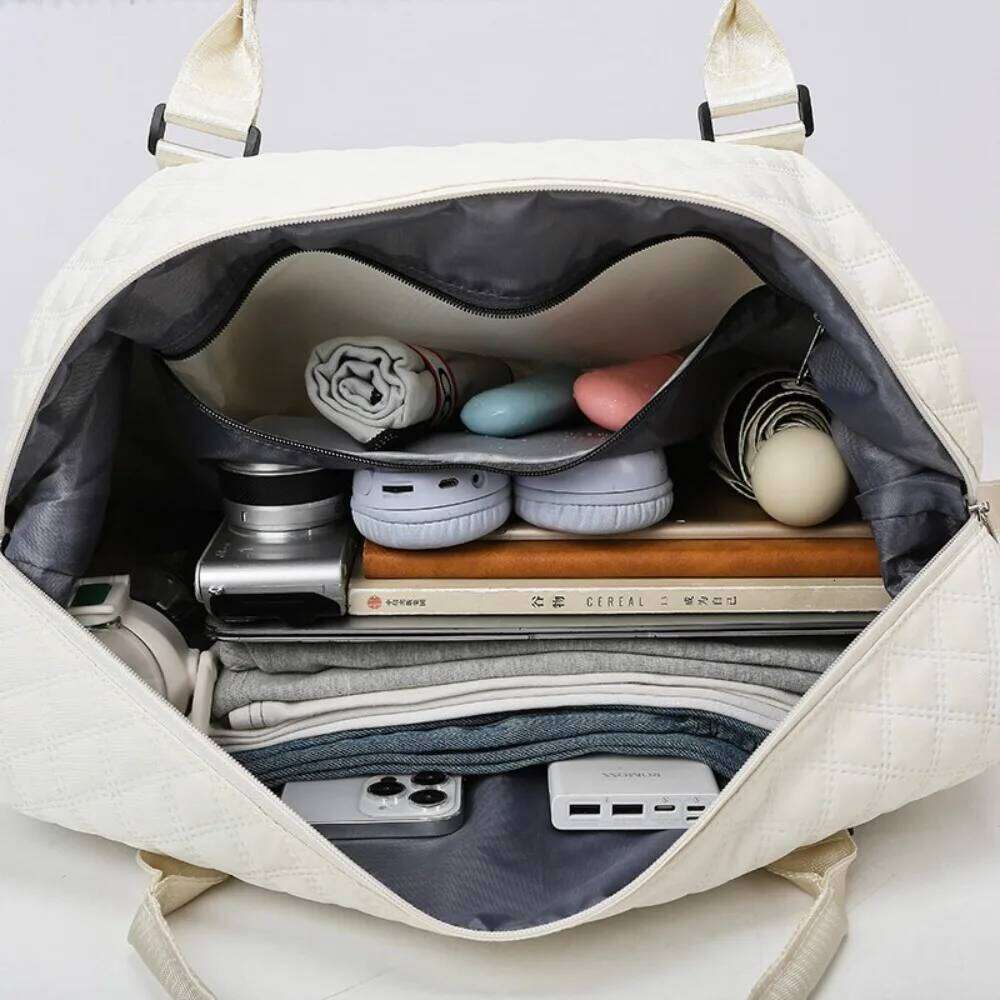 Oxford Cloth Travel Duffel Diamond Pattern with Wet Storage Waterproof Large Capacity Sports and Fitness Bag Y260225