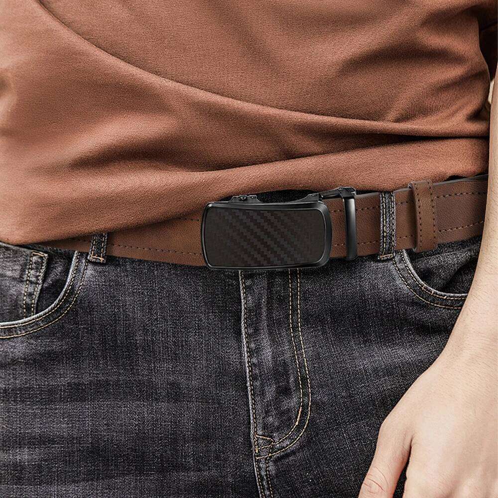 belt men High Quality PU Leather Belts, Automatic Buckle Belt, Adjustable No Hole Jeans Belt for Men Y260225