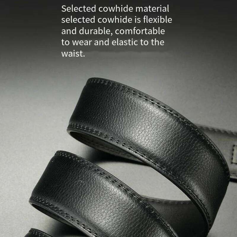 Genuine Metal Automatic Buckle Designer Business Men's Leather Belt, Suitable for Casual Pants and Jeans Y260225