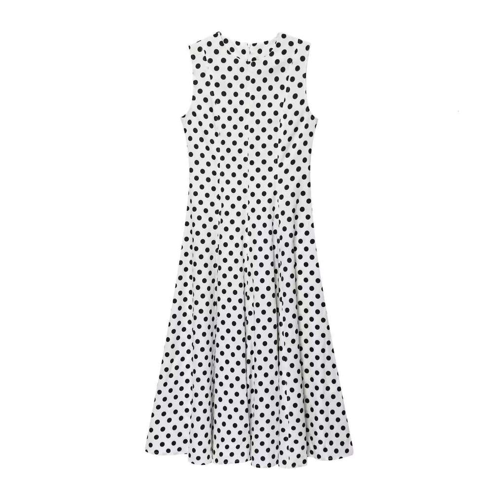 2025 Summer New Arrivals Women's Wear Temperament Elegant Polka Dot Round Neck Sleeveless Dress XJ260225
