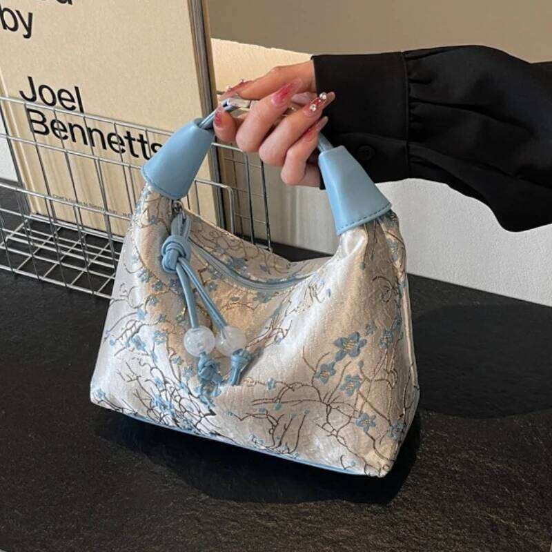 Casual Embroidered Chinese Style Purses Canvas Hanfu Embroidery Handbag Zipper Crossbody Cheongsam Bag Party H260225