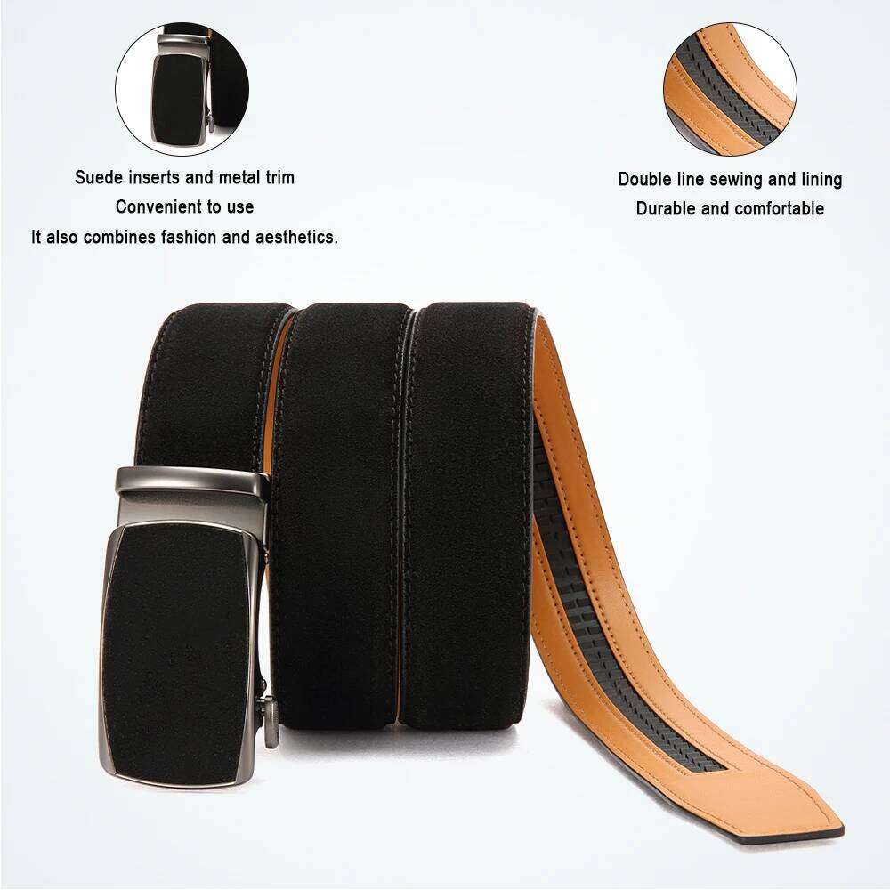 Fashion Genuine Leather Belt for Men Automatic Adjustable Waistband Business Belts Y260225