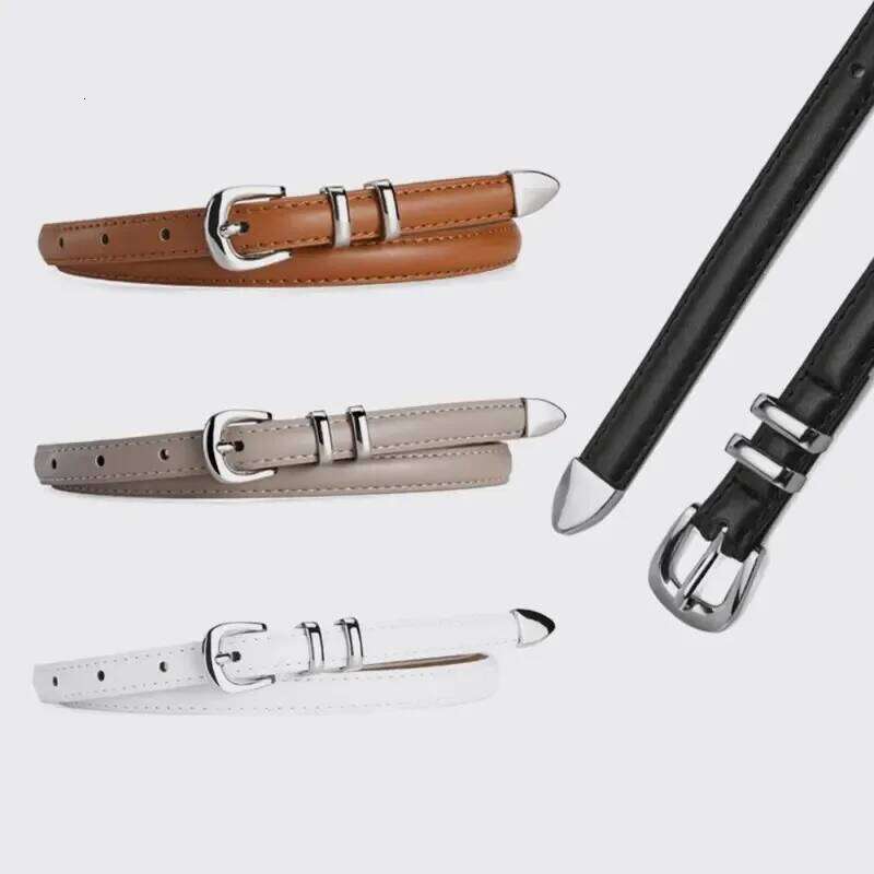 1Strip Stylish and SimplePUBelt Versatile Silver Pin Buckle Women's Belt Luxurious Decoration Student Jeans with Thin Waistband Y260225