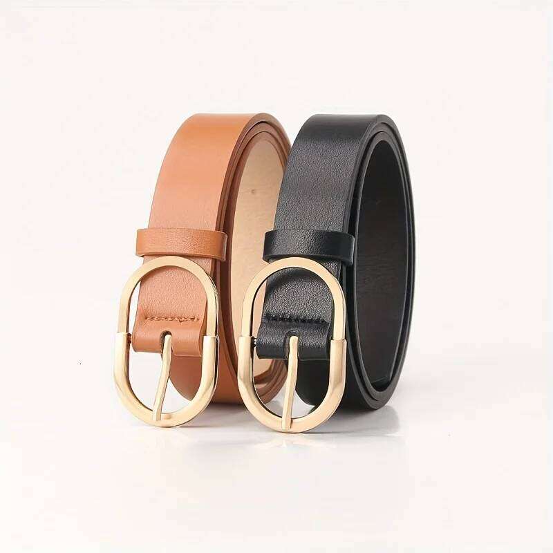 1pcs Women's Fashion Classic PU Leather Belt Versatile Casual Golden Needle Buckle - Pair with Jeans, Pants, Dress Y260225