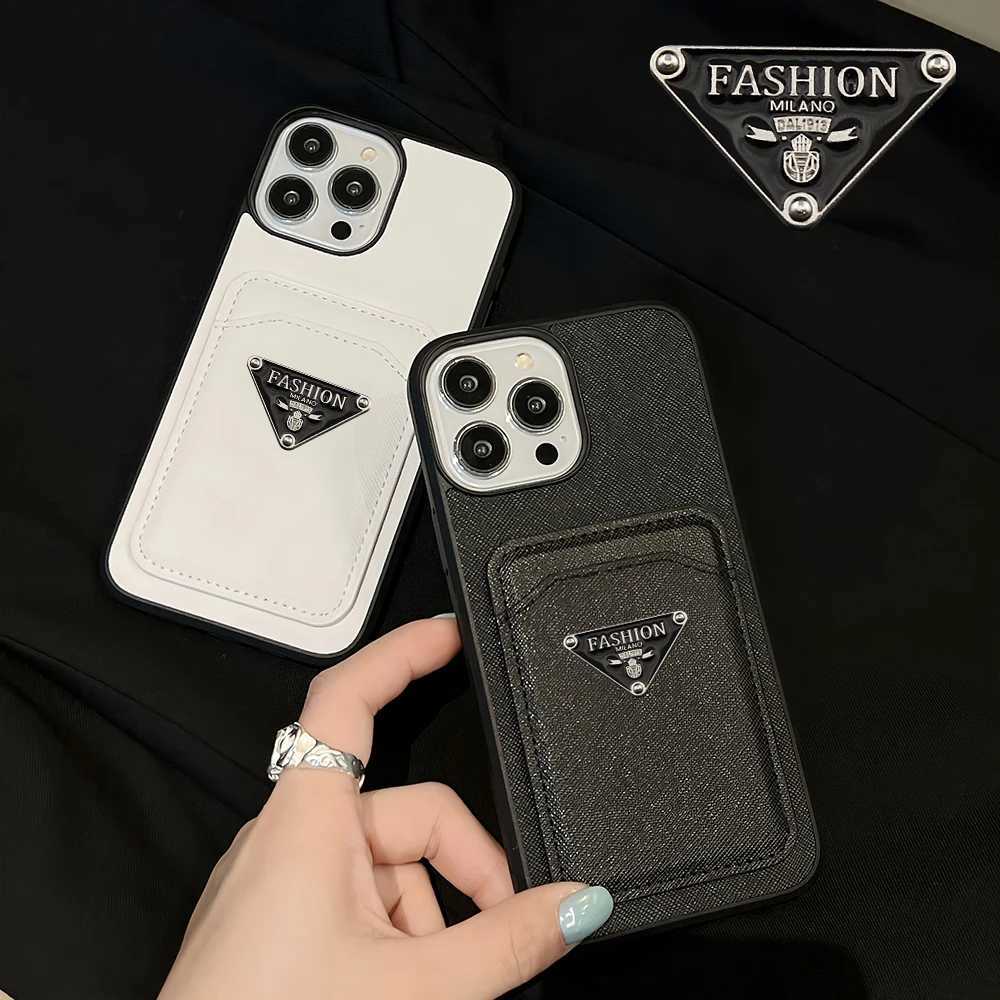 Triangle Decor Faux Leather Phone Case with Card Slot Slim Shockproof Protective CoverT260225