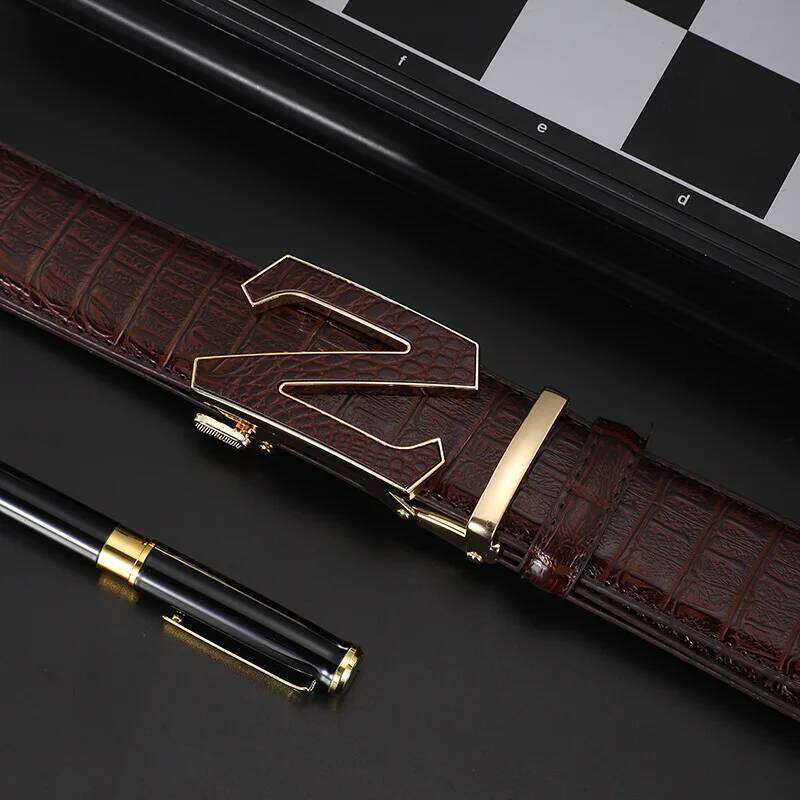 New Mens Genuine Leather Luxury of Men Male Metal Automatic Buckle Designer High Quality Waist Belt Y260225