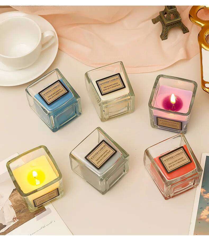 Square Small Cup Aromatherapy with Seven Optional Scents for Couples Date Night Atmosphere Candle H260225