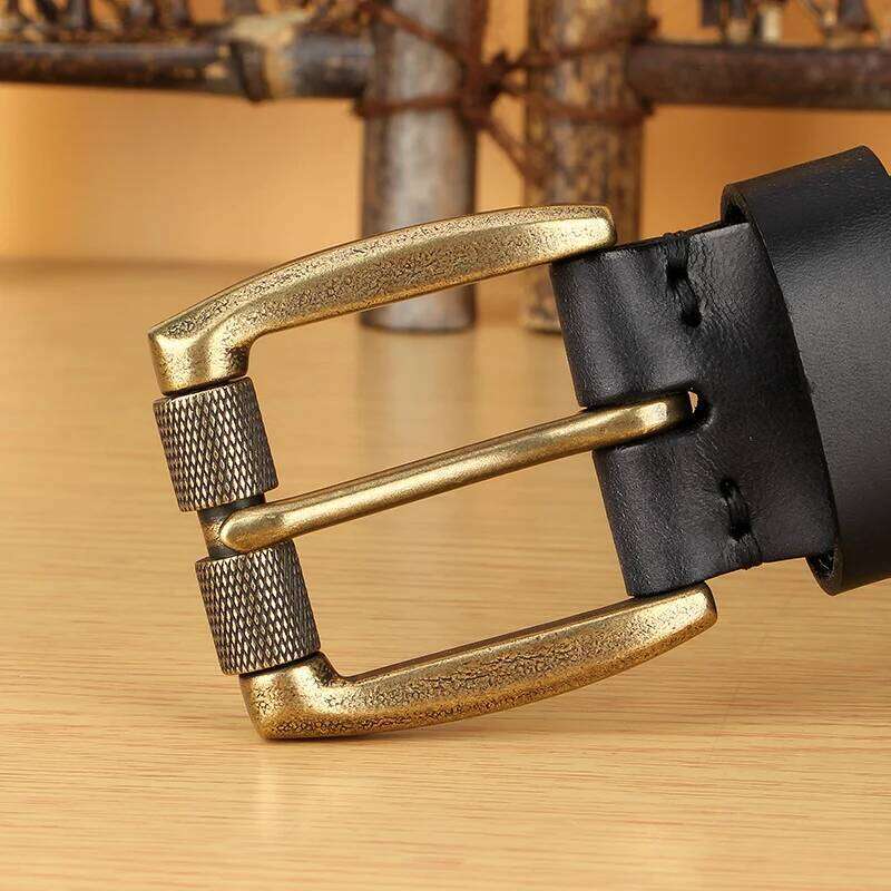 5mm Thicked Men Vintage Roller Pin Male Cowhide Genuine Leather Buckle Strap Cowboy Jeans Belt 1.5 Inch Y260225
