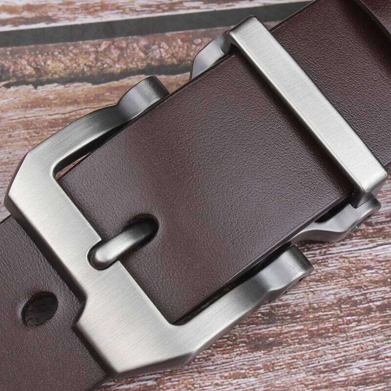 Men's Genuine Leather Pin Buckle Belt, Fashion Casual Pure Cowhide Jeans Male Waistband, Trendy Handcrafted Youth Versatile Belt Y260225
