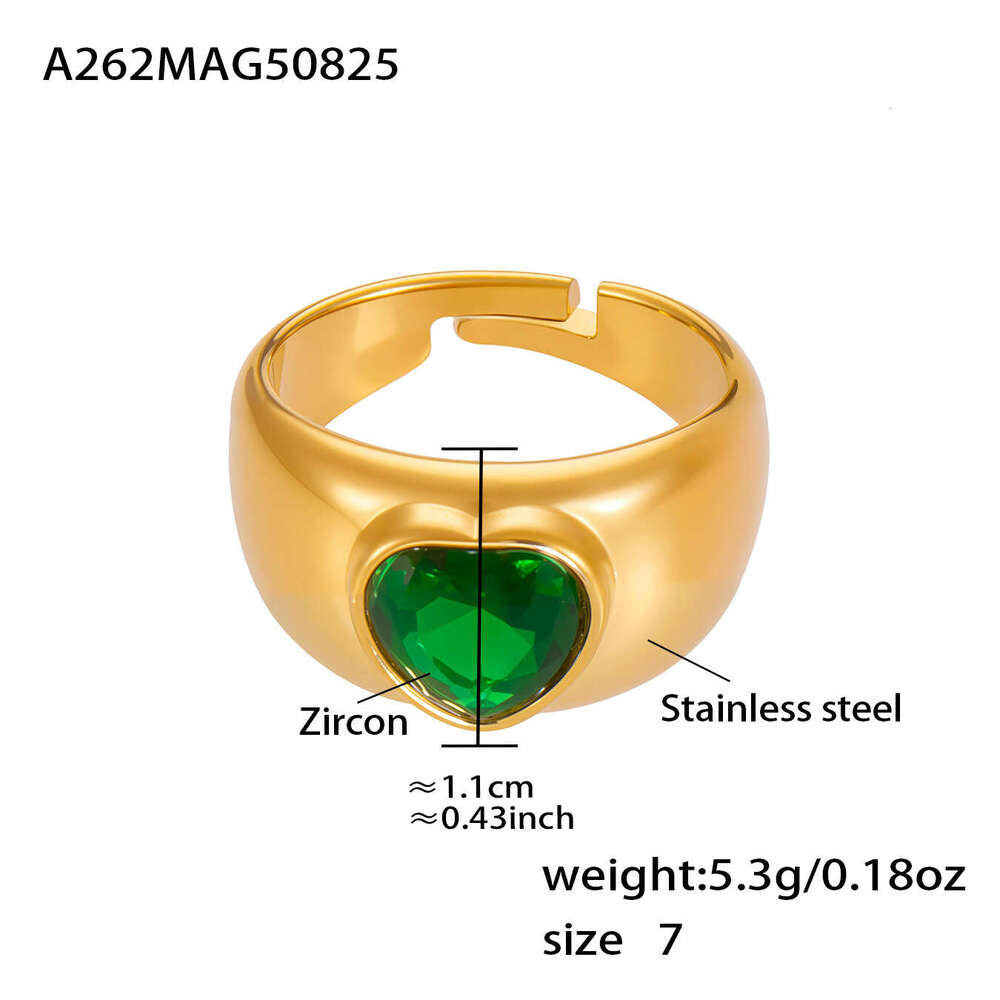 new heart-shaped colorful zircon for women, exaggerated geometric design with diamonds, European and American open ring wholesale