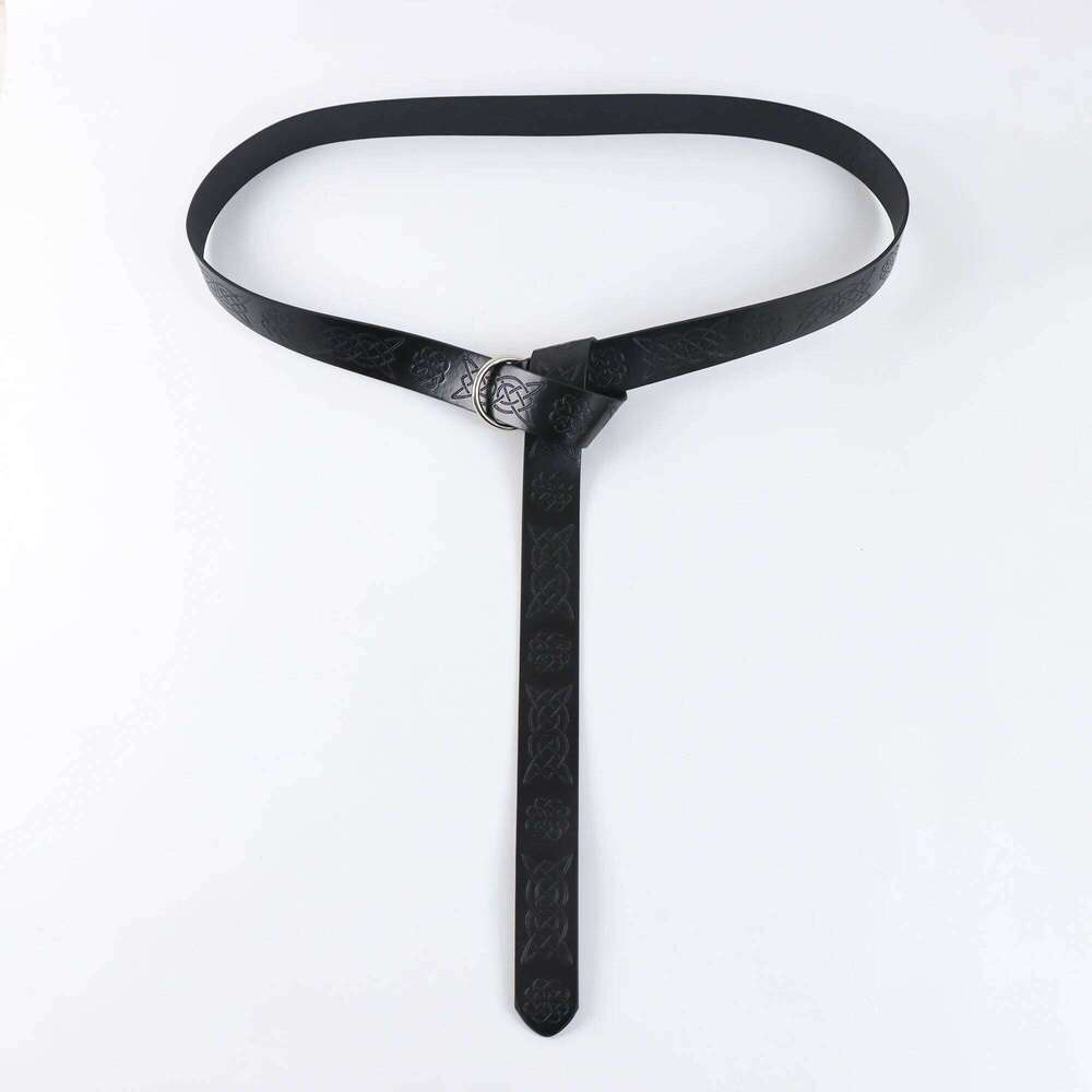 Viking Adventure Warrior Renaissance Celtic Men's Leather Medieval Belt Embossed Cosplay Costume Accessory Y260225