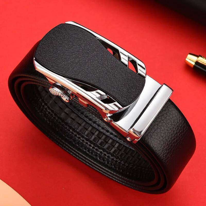 New Cowhide men's leather belt, automatic buckle,high-end trendy buckle Y260225