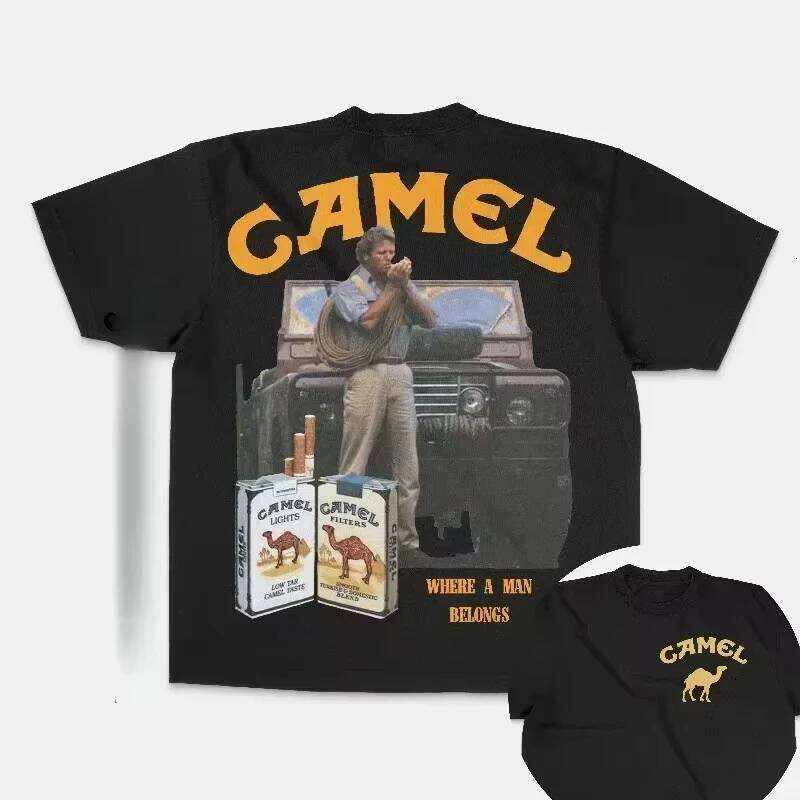 Retro Car Camel Cigarettes T-Shirt Vintage Cotton Tops Tee Short Sleeve Casual Streetwear Women Men Clothing Motosport C260225