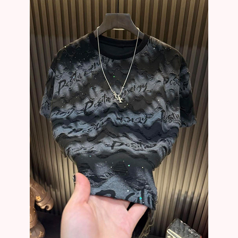 2026 New Designer Men's Short-sleeved T-shirt Short-sleeved Top Fashionable Brand, Light Luxury Style, High-end Texture Simple And Casual Loose-f