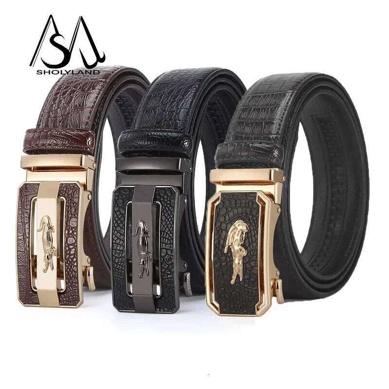 Fashionable Crocodile Alloy Buckle Versatile Durable Paired with Business Suit Pants and Men's Belt Y260225