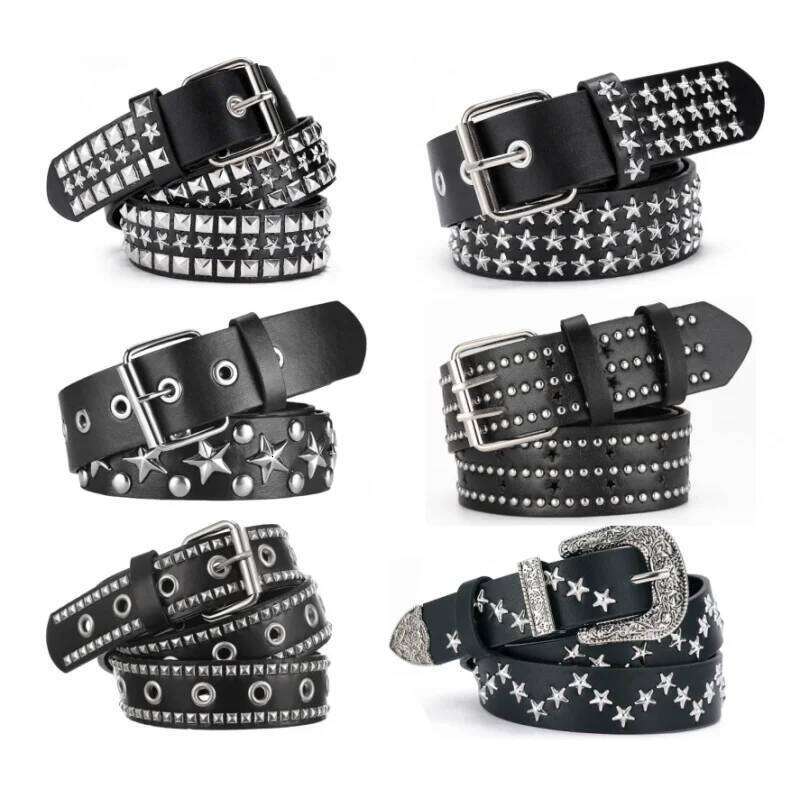 Men's and Women's Elegant Genuine Leather Belt Punk Style Jeans Dress Waist Accessory Y260225