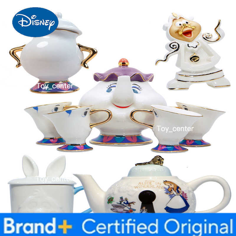 Disney Beauty and The Beast Ceramic Action Figures Chip Mrs Potts Hand-panted Teapot Teacup Set Jar Collection Ornaments Gifts H260225