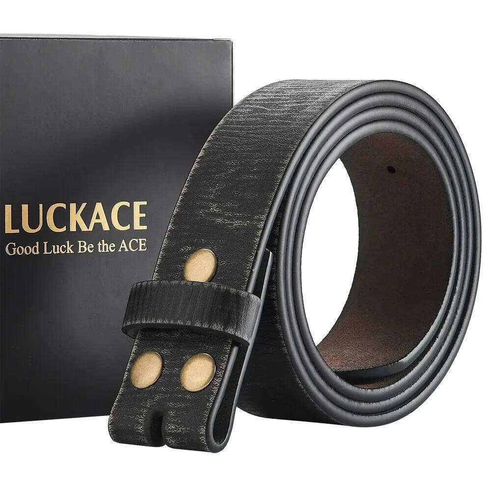 LUCKACE Design Retro Genuine Leather Cowhide Buckle Belts For Men Vintage Waistband Male Belt Accessory Gifts Y260225
