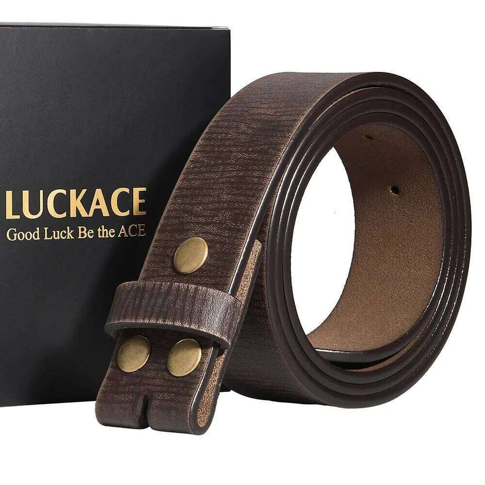 LUCKACE Design Retro Genuine Leather Cowhide Buckle Belts For Men Vintage Waistband Male Belt Accessory Gifts Y260225