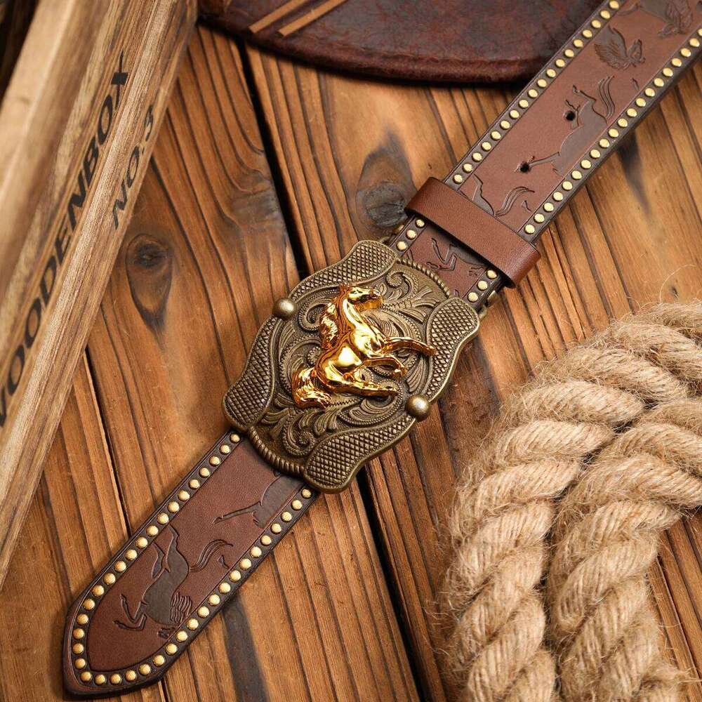 A casual, individual retro a clothing accessory PU brown belt, metal buckle, suitable for both men and women Y260225