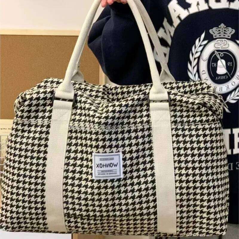 Fashion Houndstooth Handbag Women Lightweight Travel Large Capacity Shoulder Bags Ladies Versatile Classic Crossbody Luggage Bag Y260225